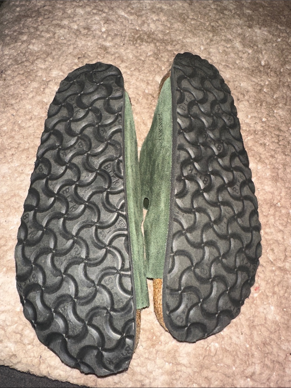 Woman’s Suede Buckle Sandals - Olive Green - Picture 5 of 6